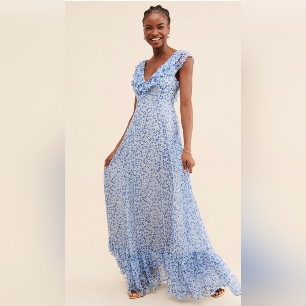 Anthropologie Sachin + babi BHLDN Blue Floral Dress